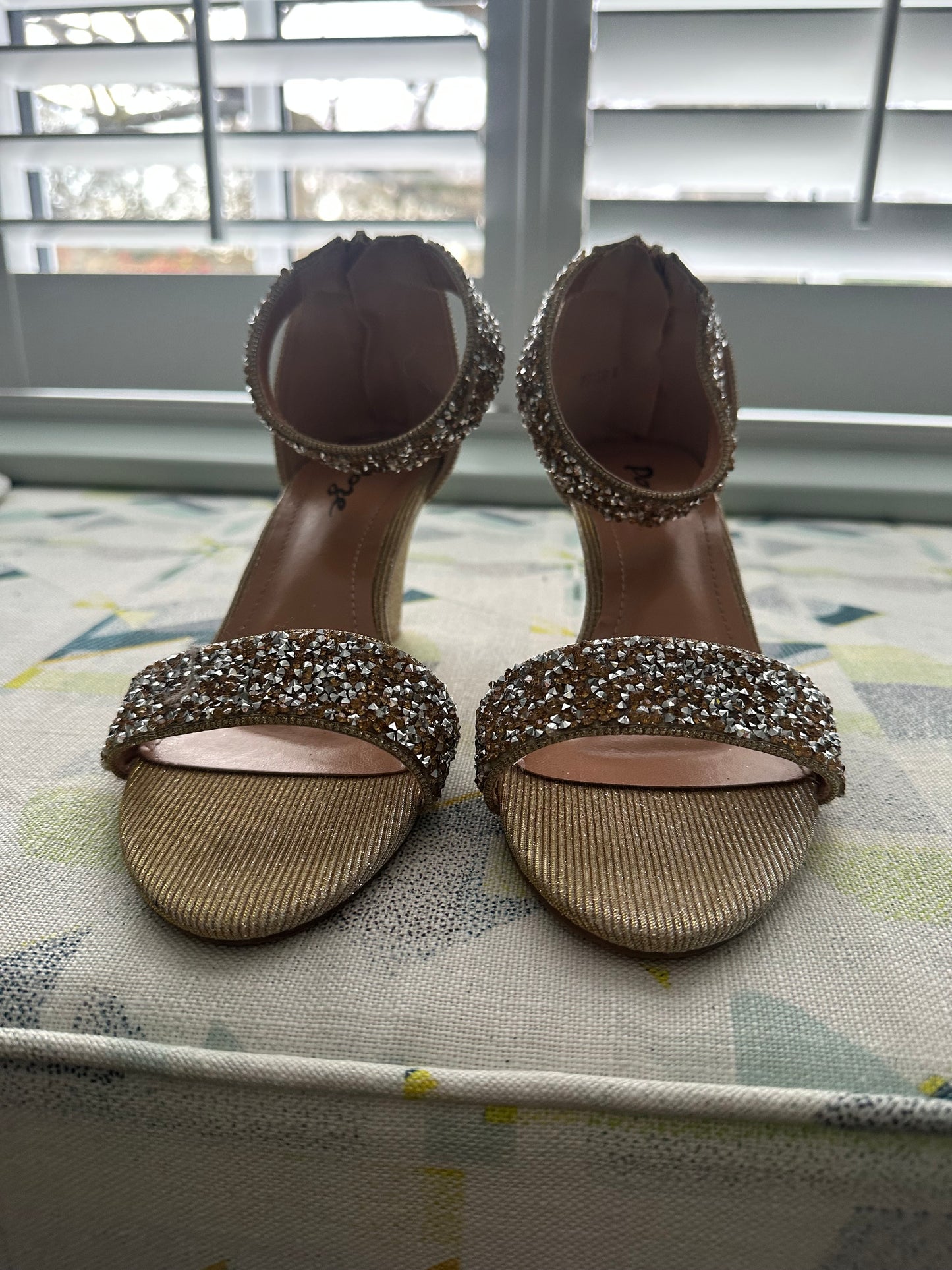 Gold wedge sandals