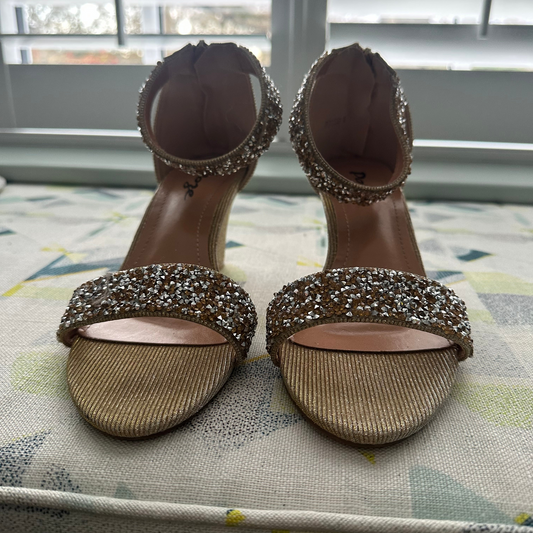 Gold wedge sandals