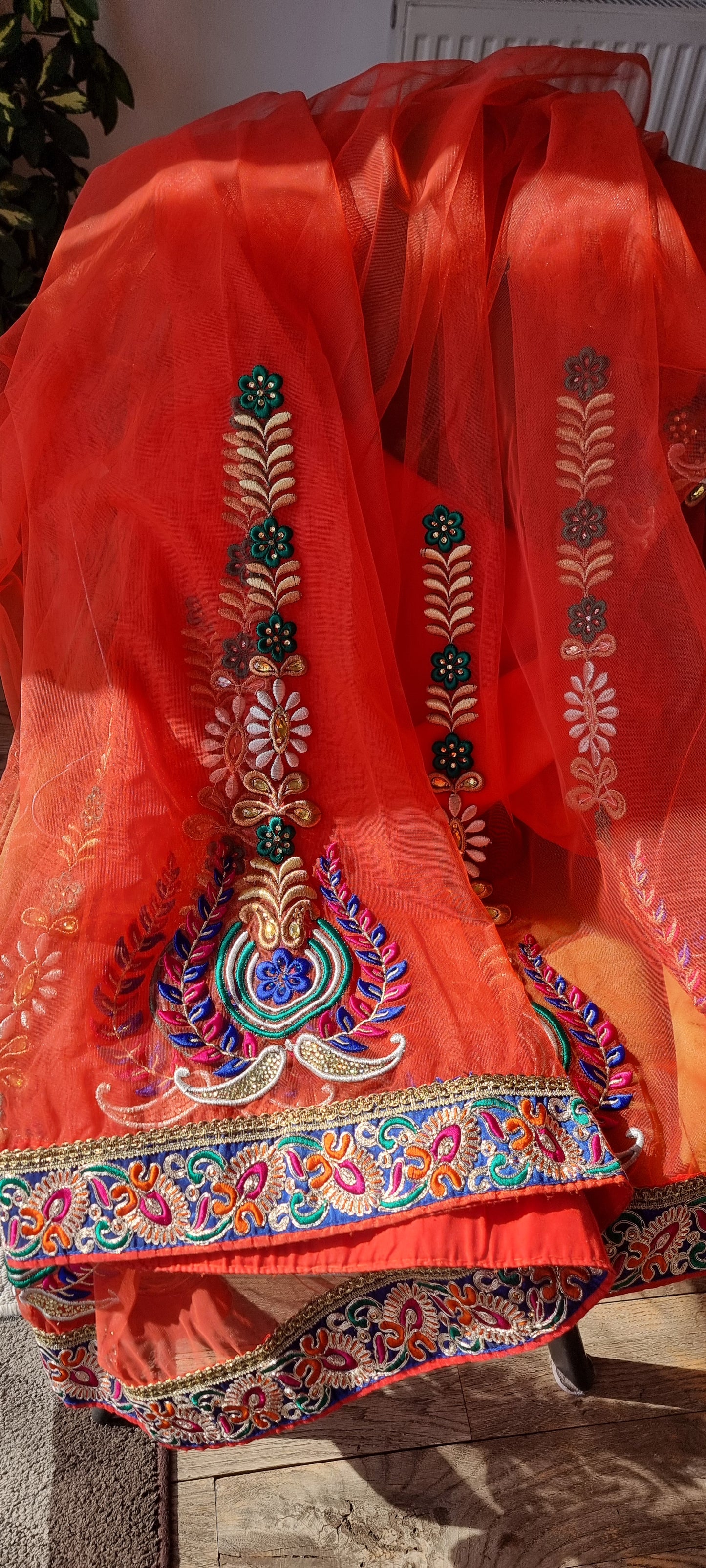 Orange net Saree