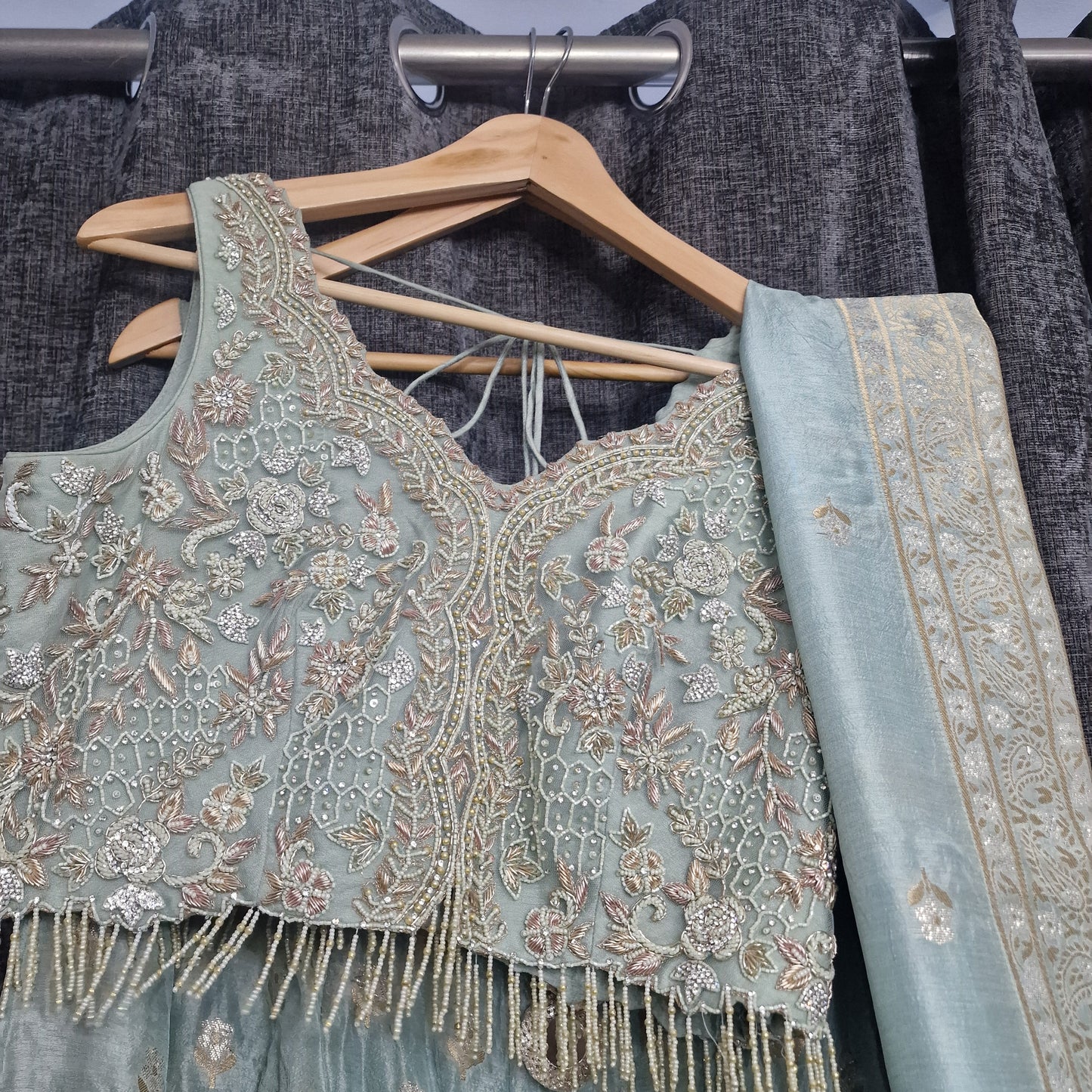 Ladies Duck Egg Blue lehnga size xl from frontier