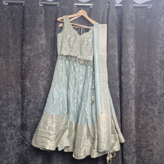 Ladies Duck Egg Blue lehnga size xl from frontier