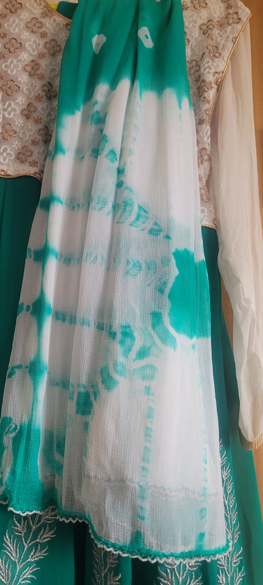 White and green dress