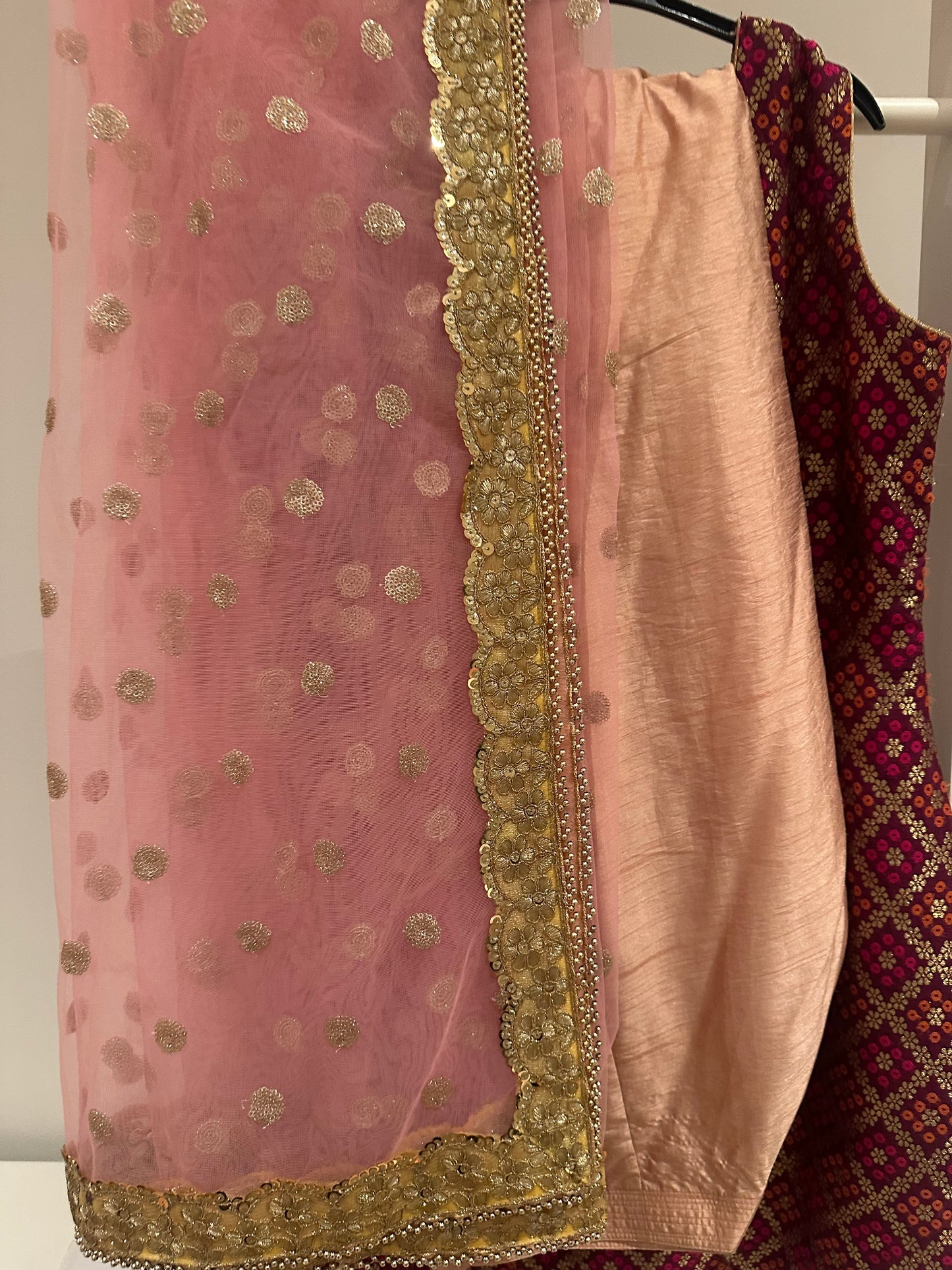 Burgundy silk contrast suit