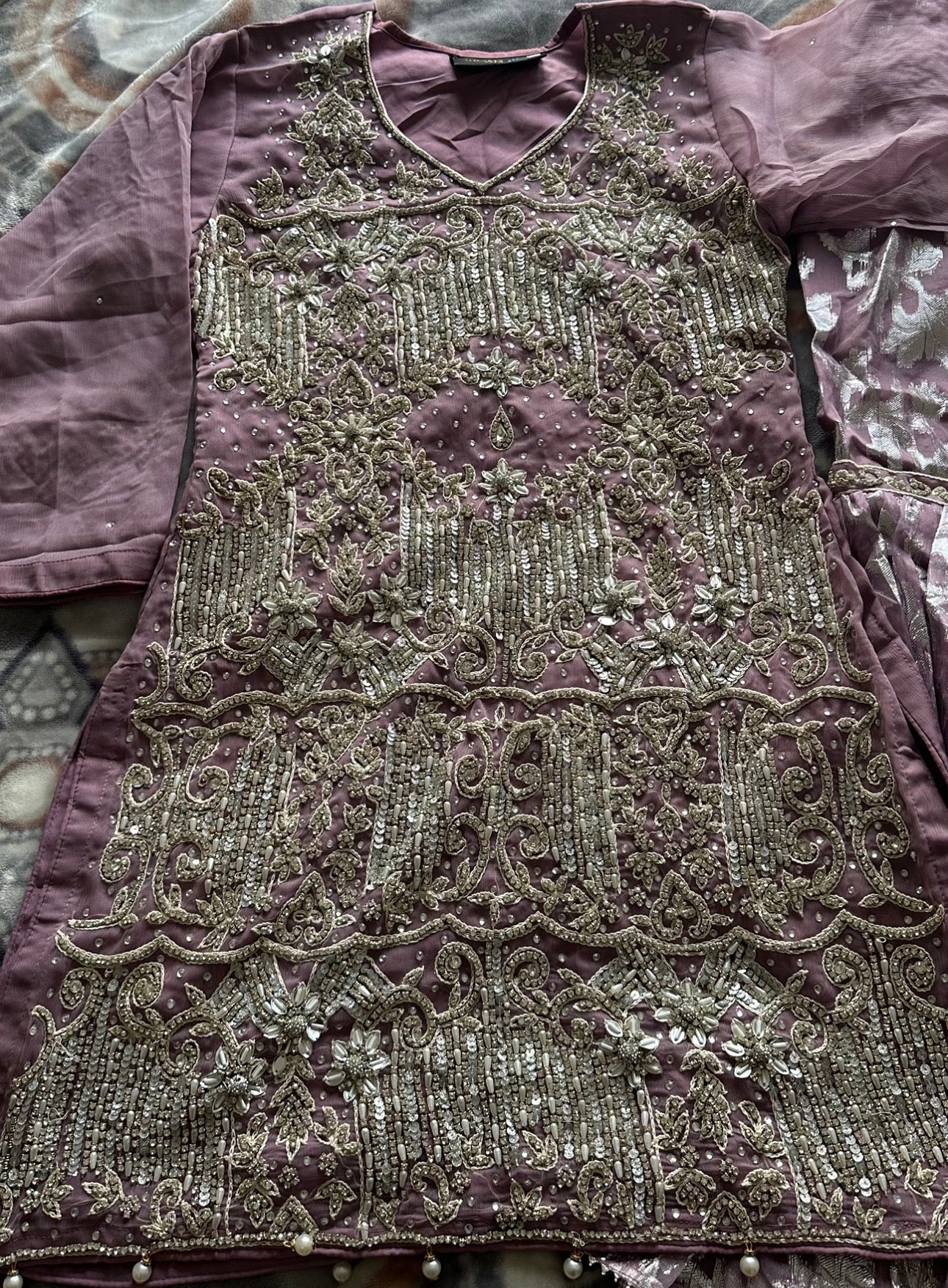 Dusky pink embellished gharara