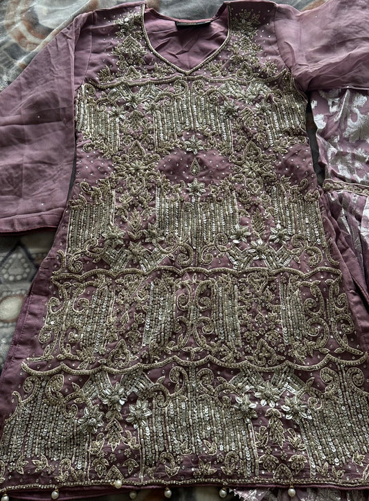 Dusky pink embellished gharara