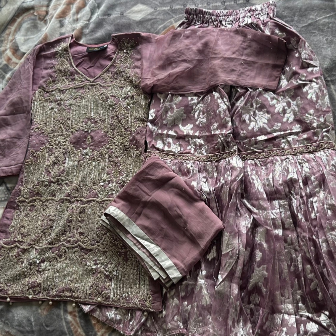 Dusky pink embellished gharara