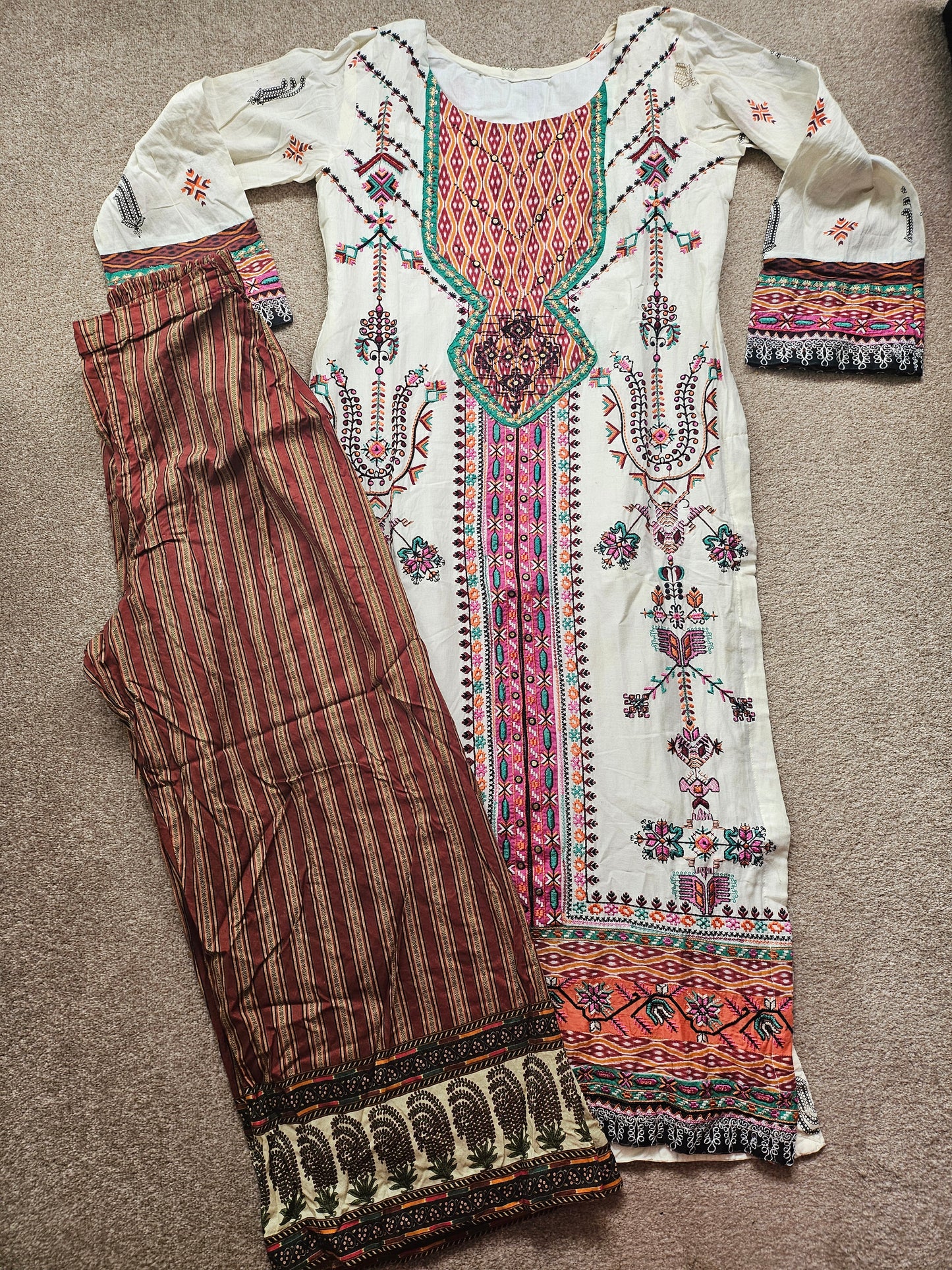 3 Piece Embrioded Cotton Suit