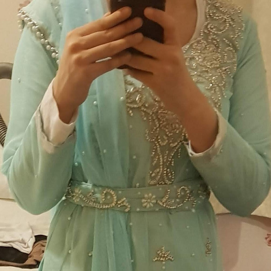 Preloved 3 piece light blue lehenga with silver beading - worn once.