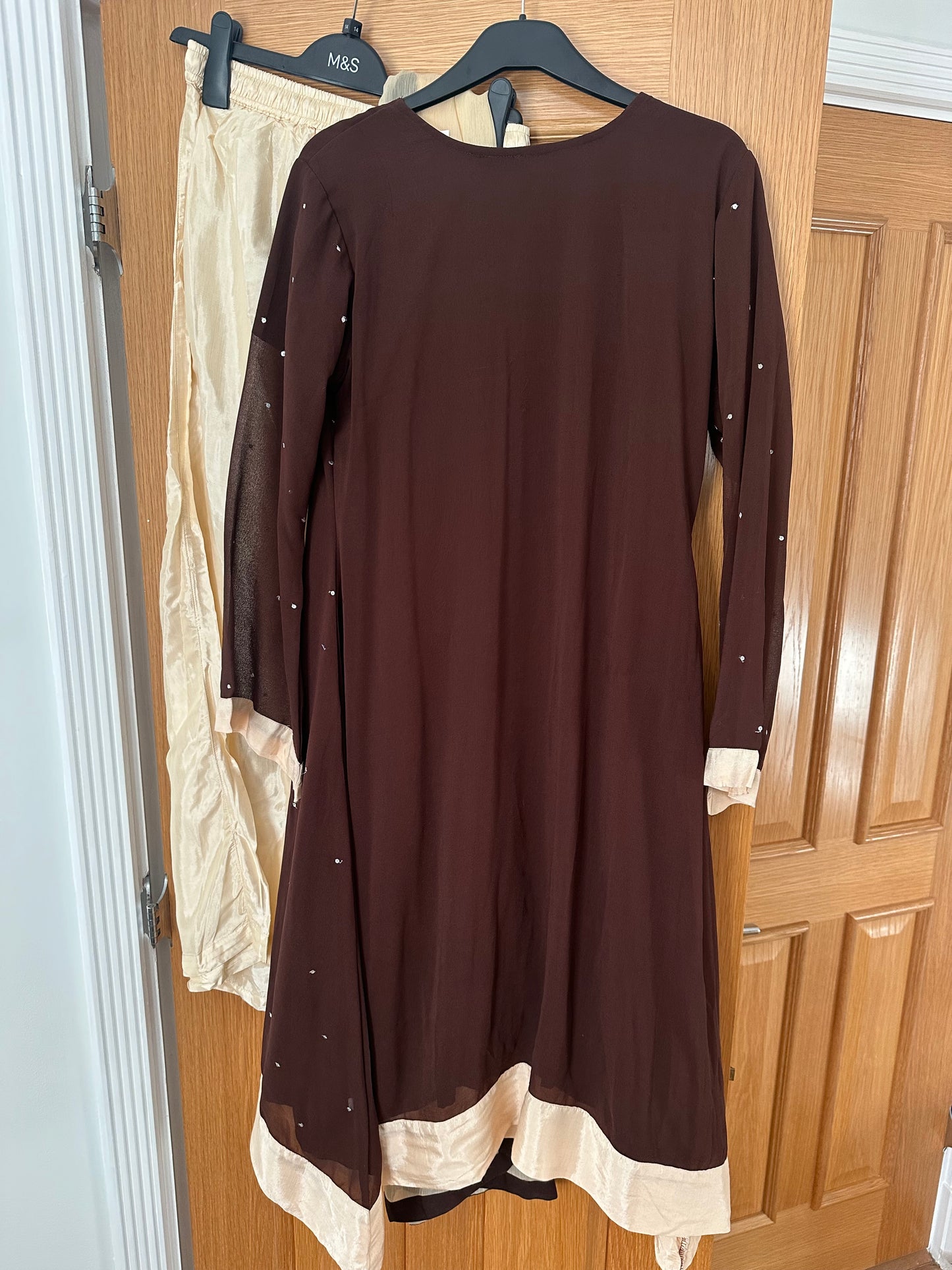 Brown and cream brown sharara set