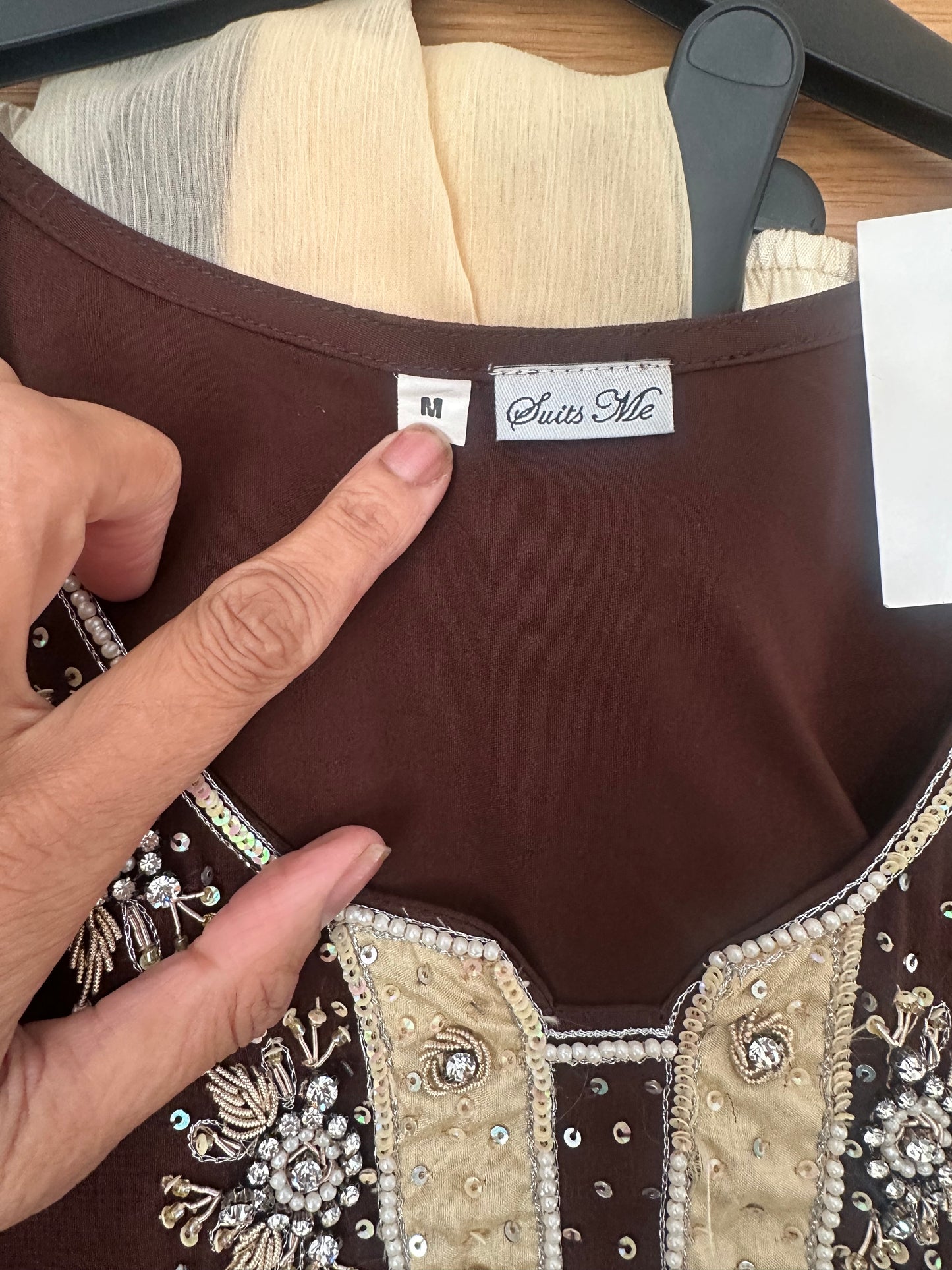 Brown and cream brown sharara set