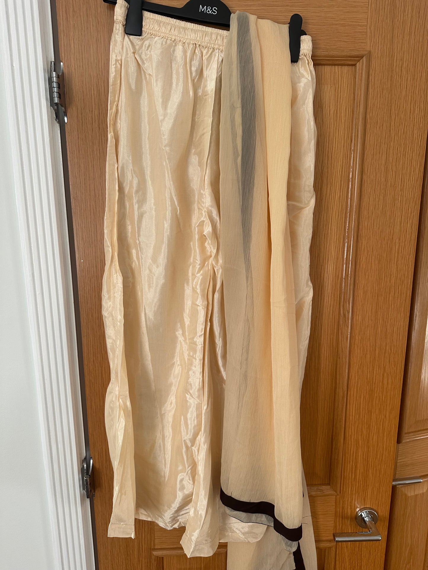 Brown and cream brown sharara set