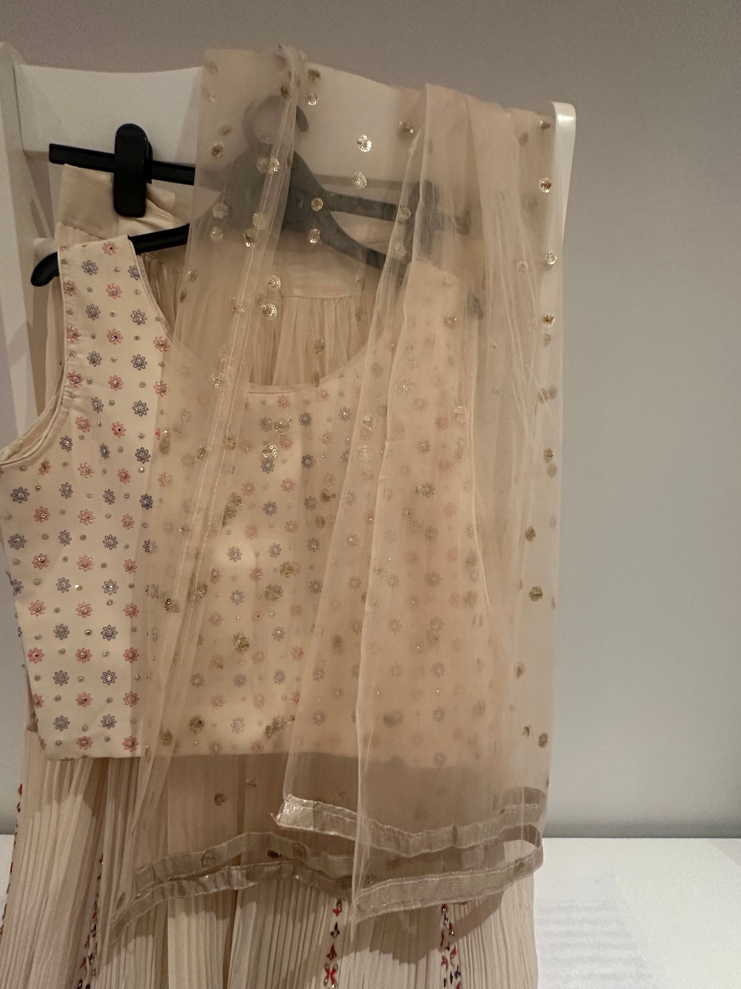 Cream Chiffon Lehenga