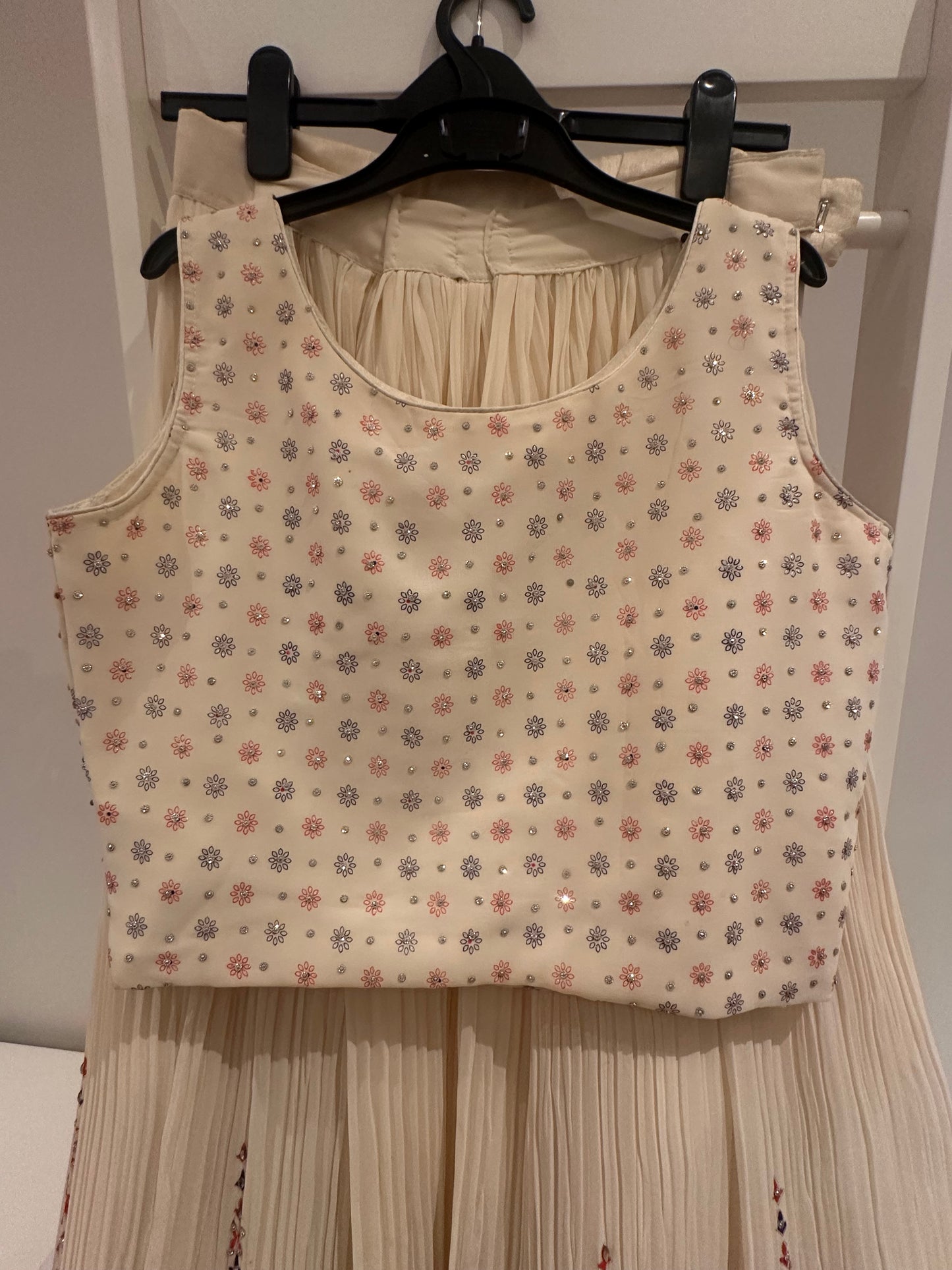 Cream Chiffon Lehenga