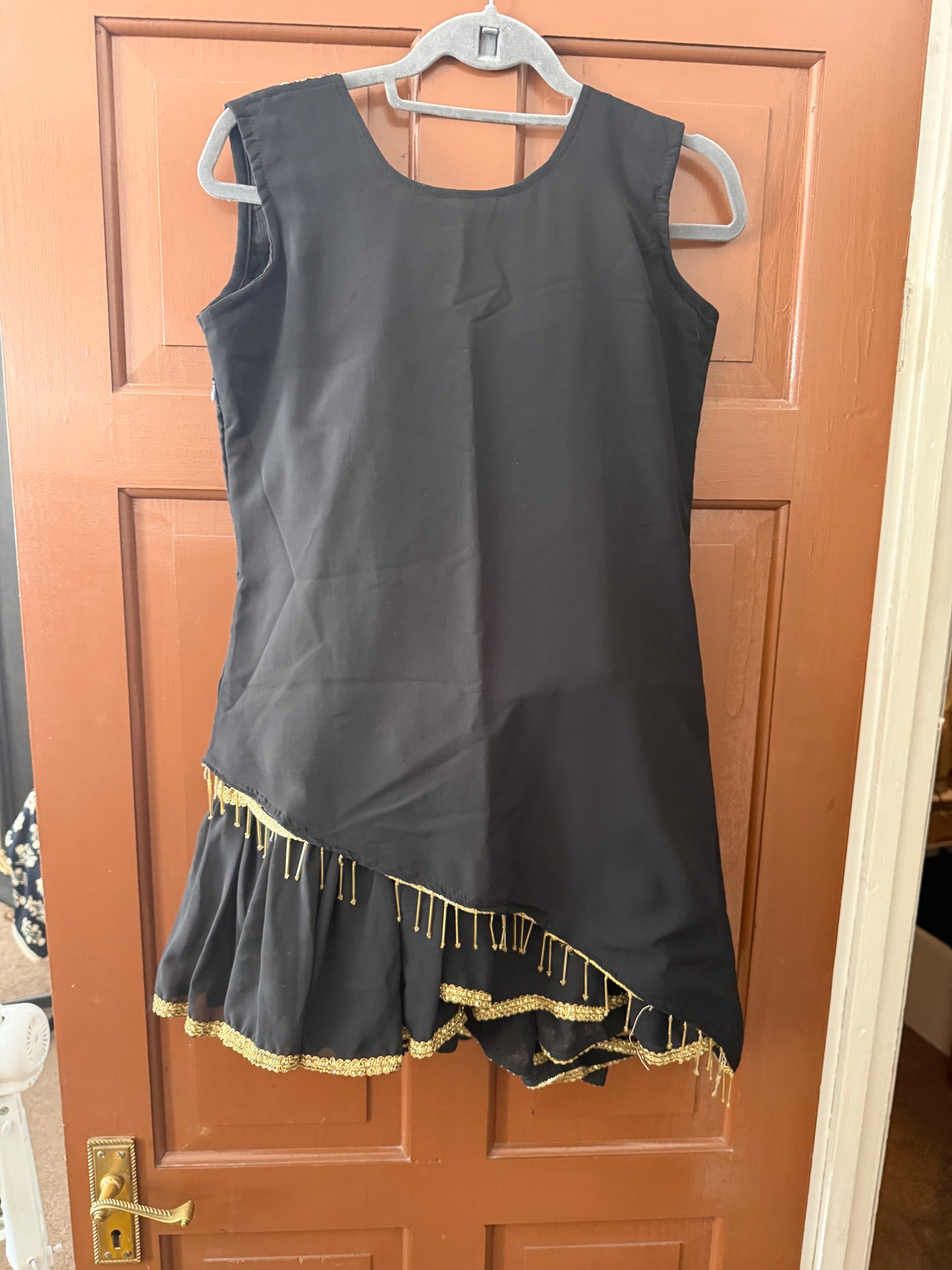 Black & Gold Embroidered Sharara Suit – 3 Piece Outfit with Dupatta