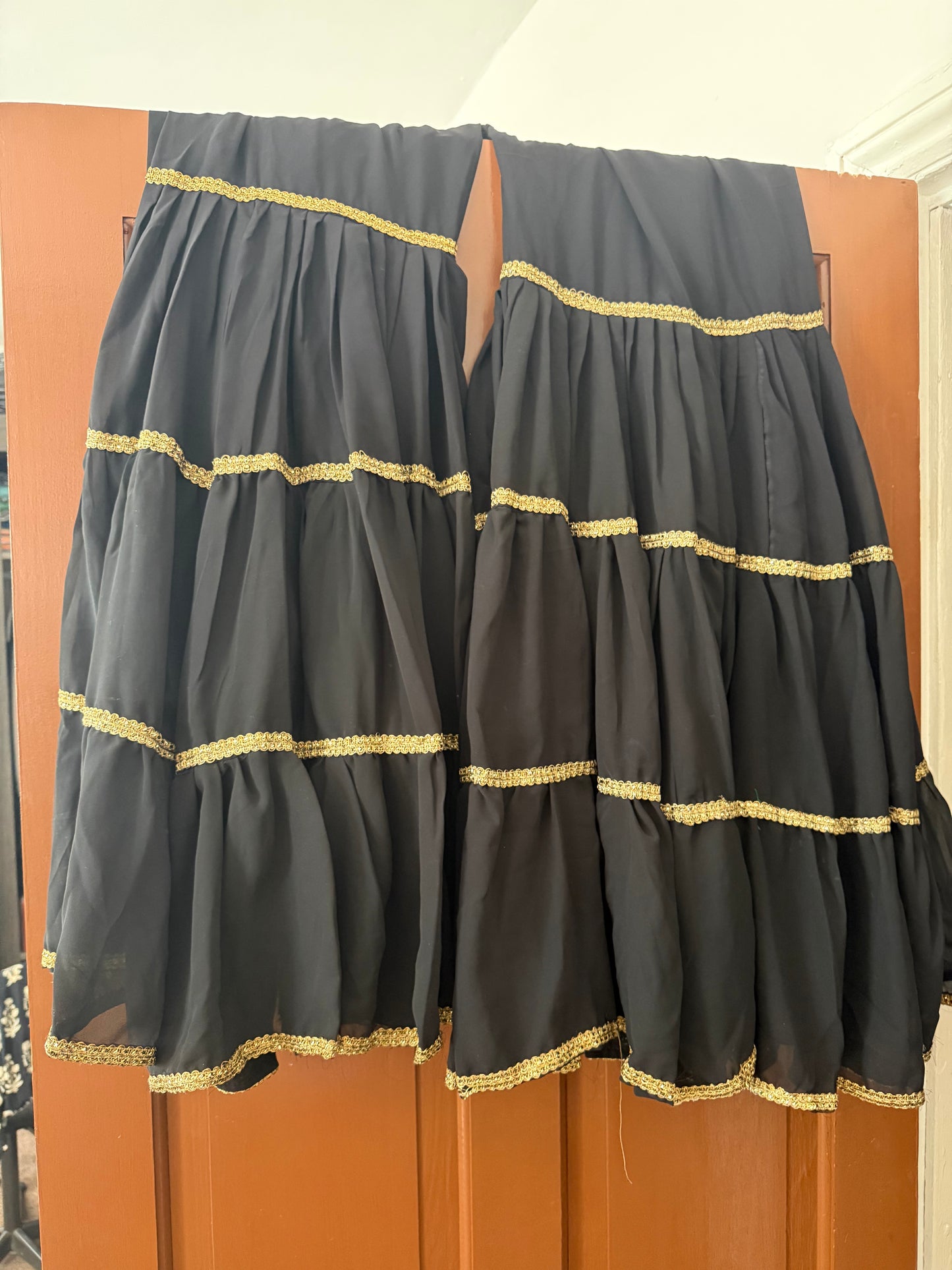 Black & Gold Embroidered Sharara Suit – 3 Piece Outfit with Dupatta