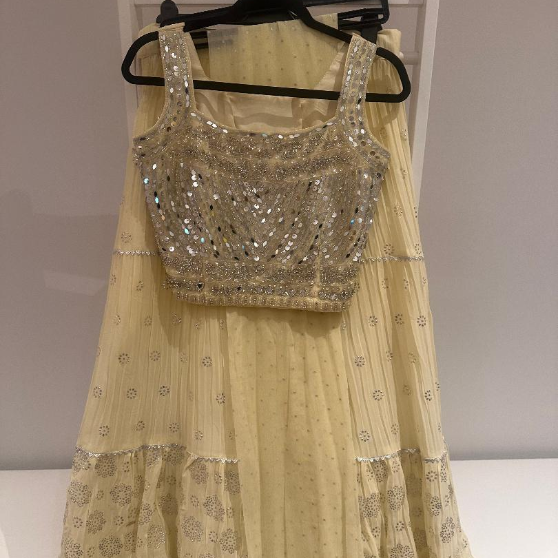 Preloved Indian Baby Yellow Mirrorwork Lehenga