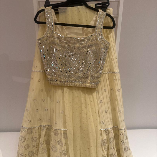 Preloved Indian Baby Yellow Mirrorwork Lehenga