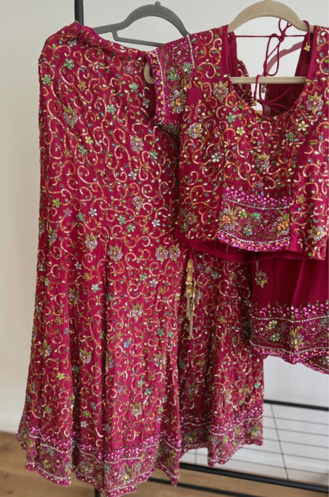 Preloved red Lehenga with intricate emrboidery