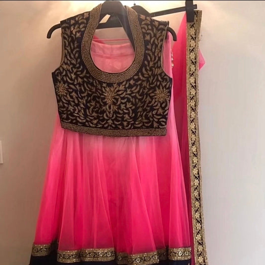 Women’s blue/pink Lengha worn
