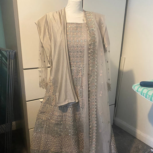 Grey mirror work maxi