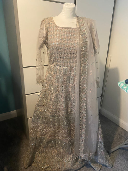 Grey mirror work maxi
