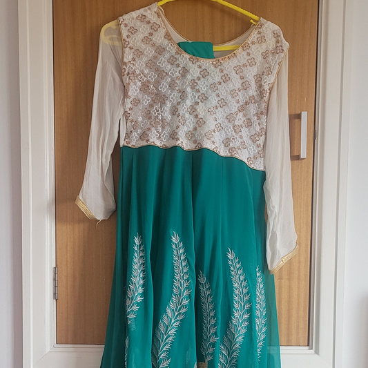 White and green dress