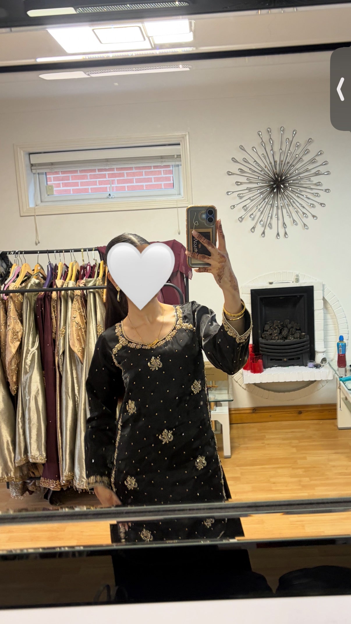 black and gold pakistani outfit
