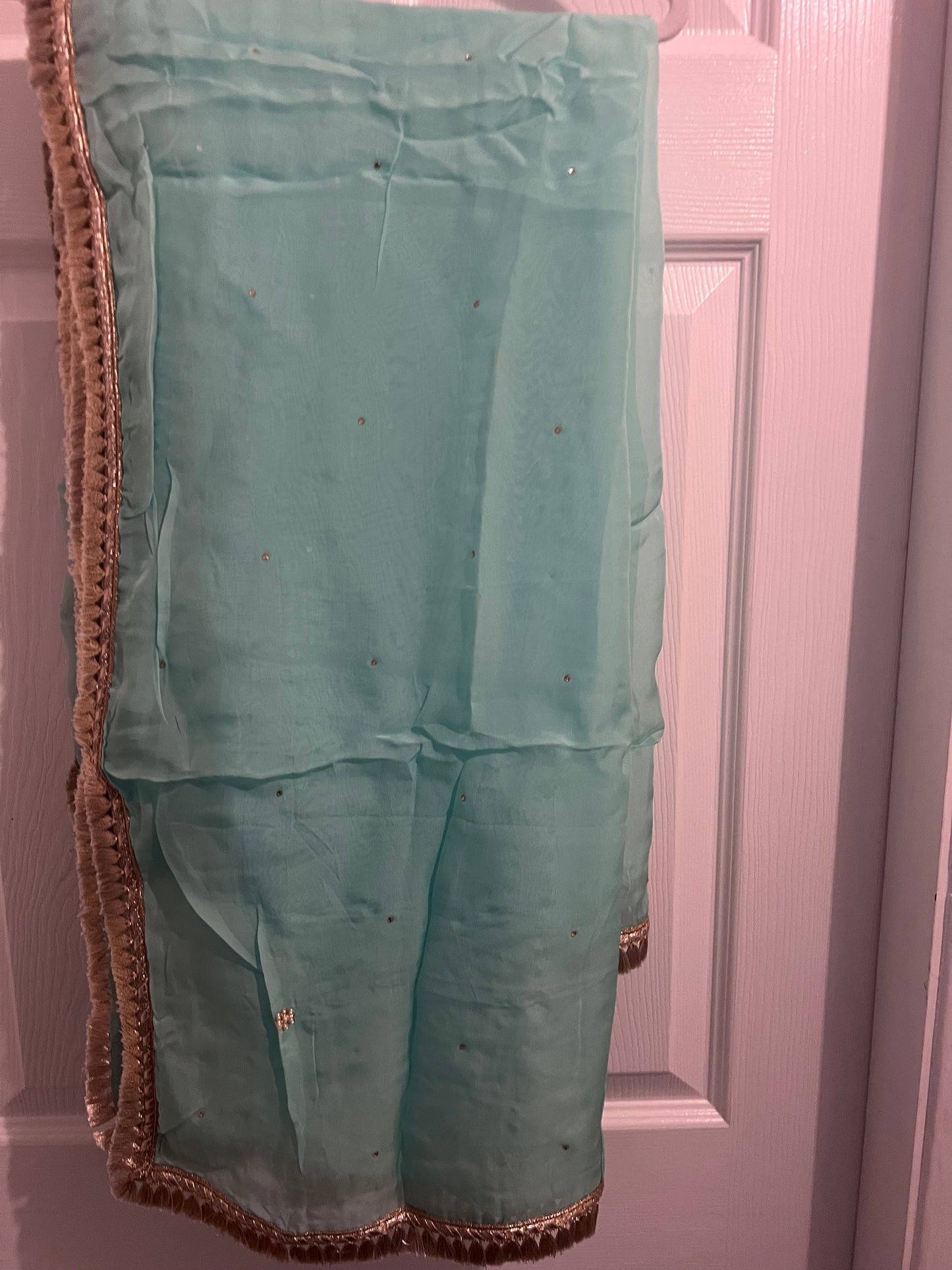 Mint Brocade Silk Salwaar Suit – Never Worn