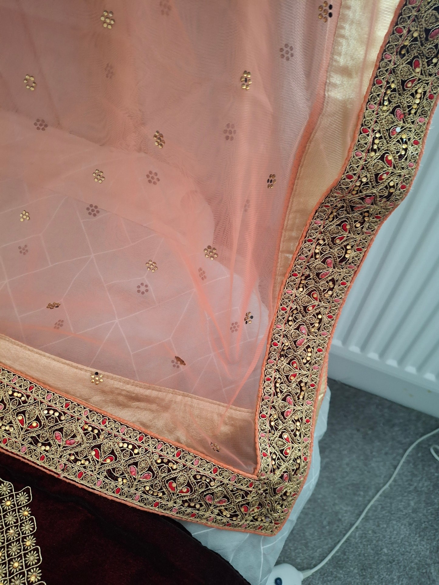 Burgundy velvet lehenga