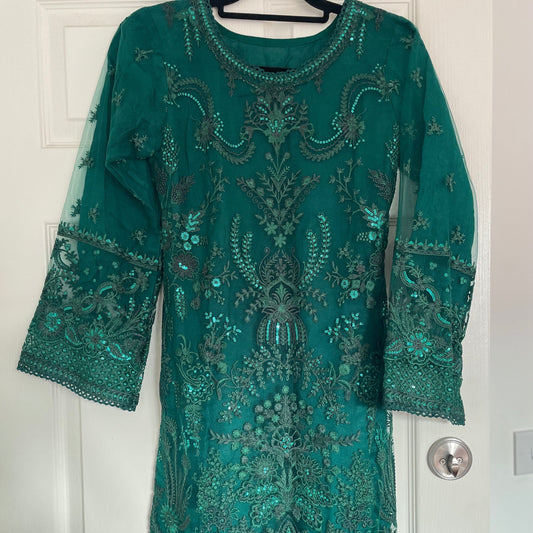 Brand new baroque green outfit - kameez and straight trousers