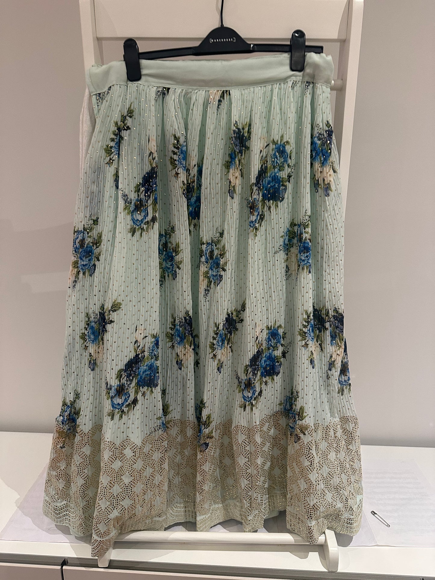 Girls blue and print lehenga