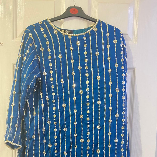 Preloved Blue with gold embroidery Indian suit