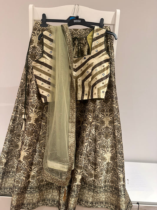 Khaki green lehenga **NEW with tags**