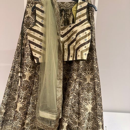 Indian New Khaki green lehenga