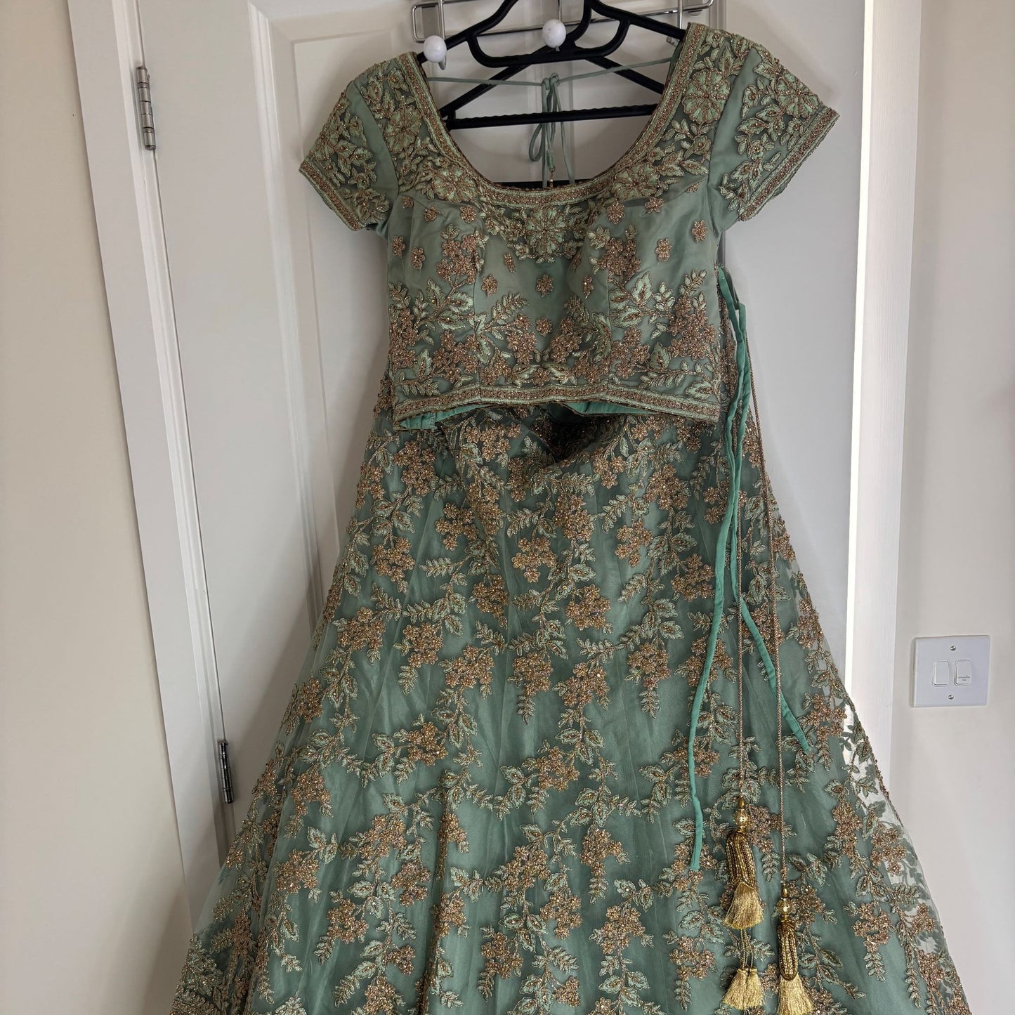 Sage green lengha
