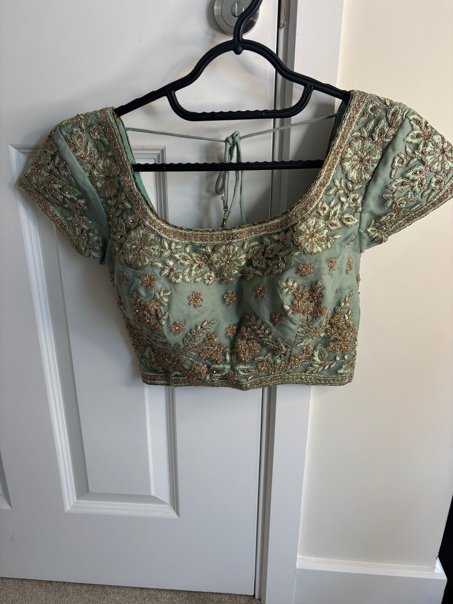 Sage green lengha
