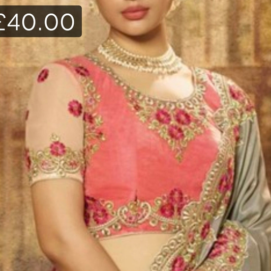 Beige / Pink Embroidered 3 piece  Saree set