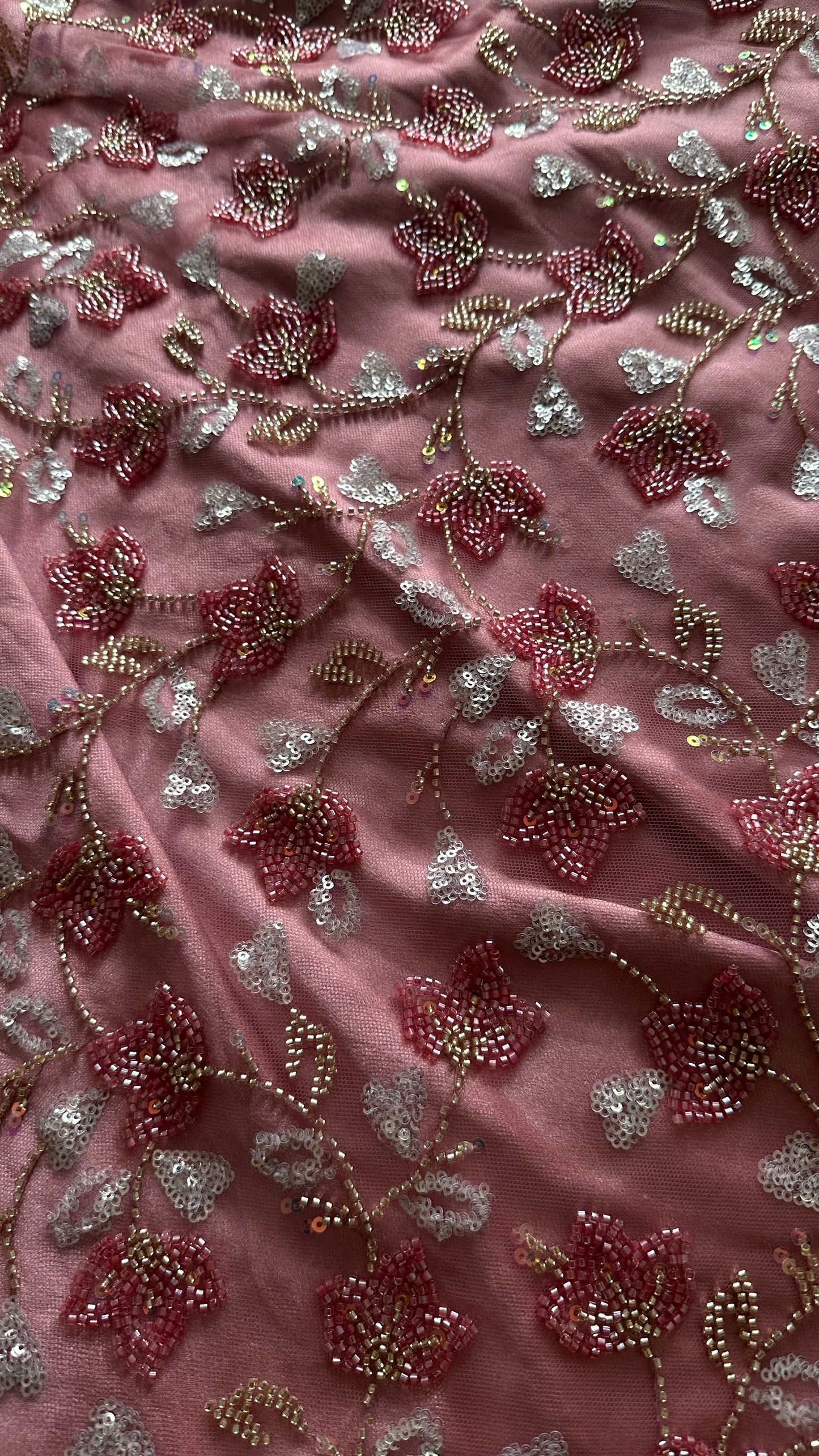 Stunning Rose Pink Heavily Embellished Anarkali / Maxi Dress with Trousers