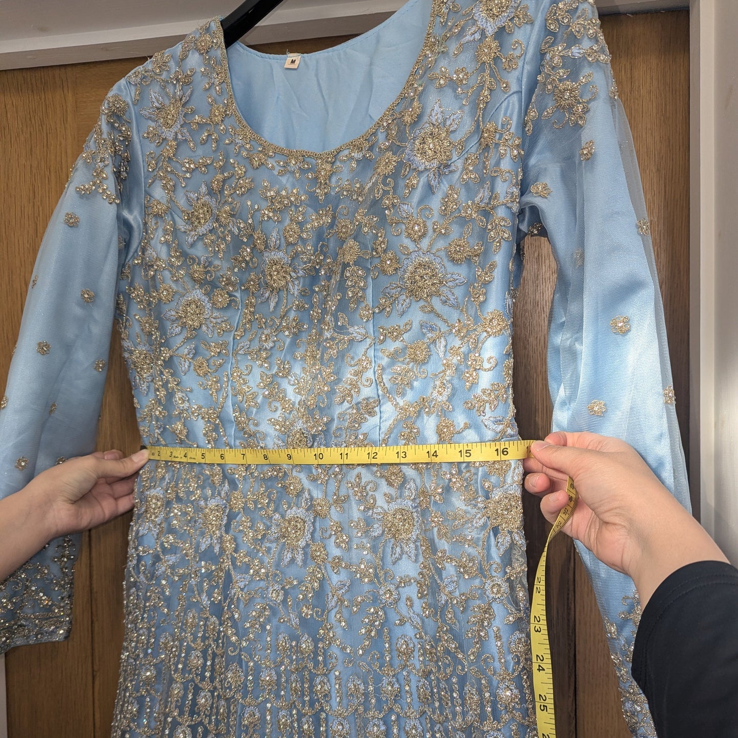 Light Blue Asian Wedding / Walima Dress - With Glitter