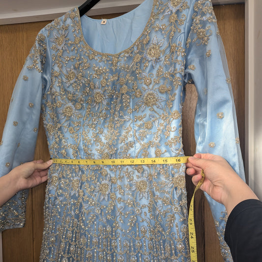 Light Blue Asian Wedding / Walima Dress - With Glitter