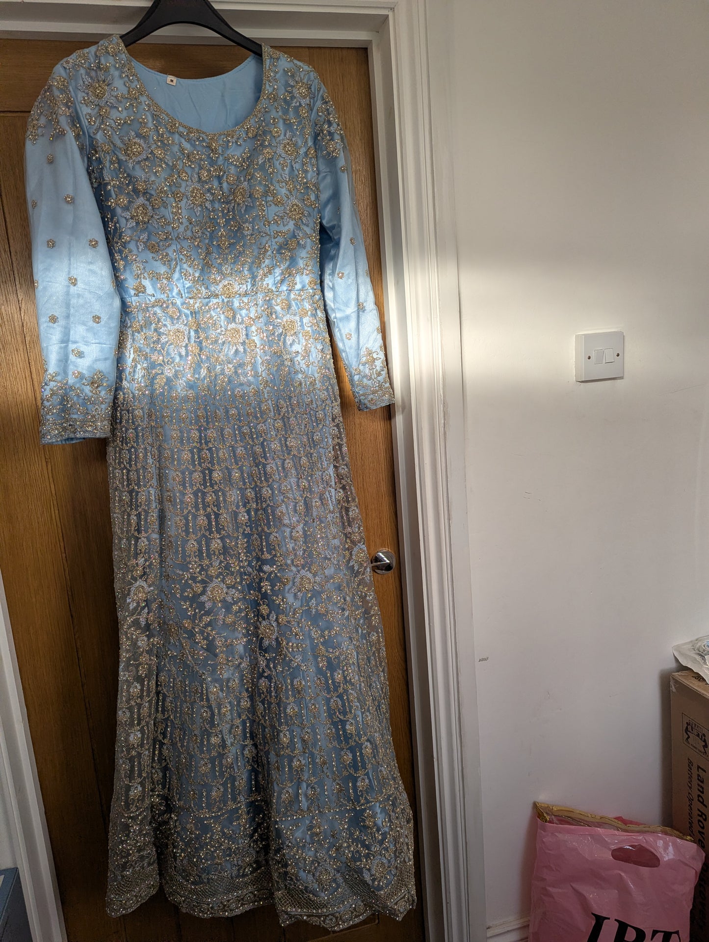 Light Blue Asian Wedding / Walima Dress - With Glitter