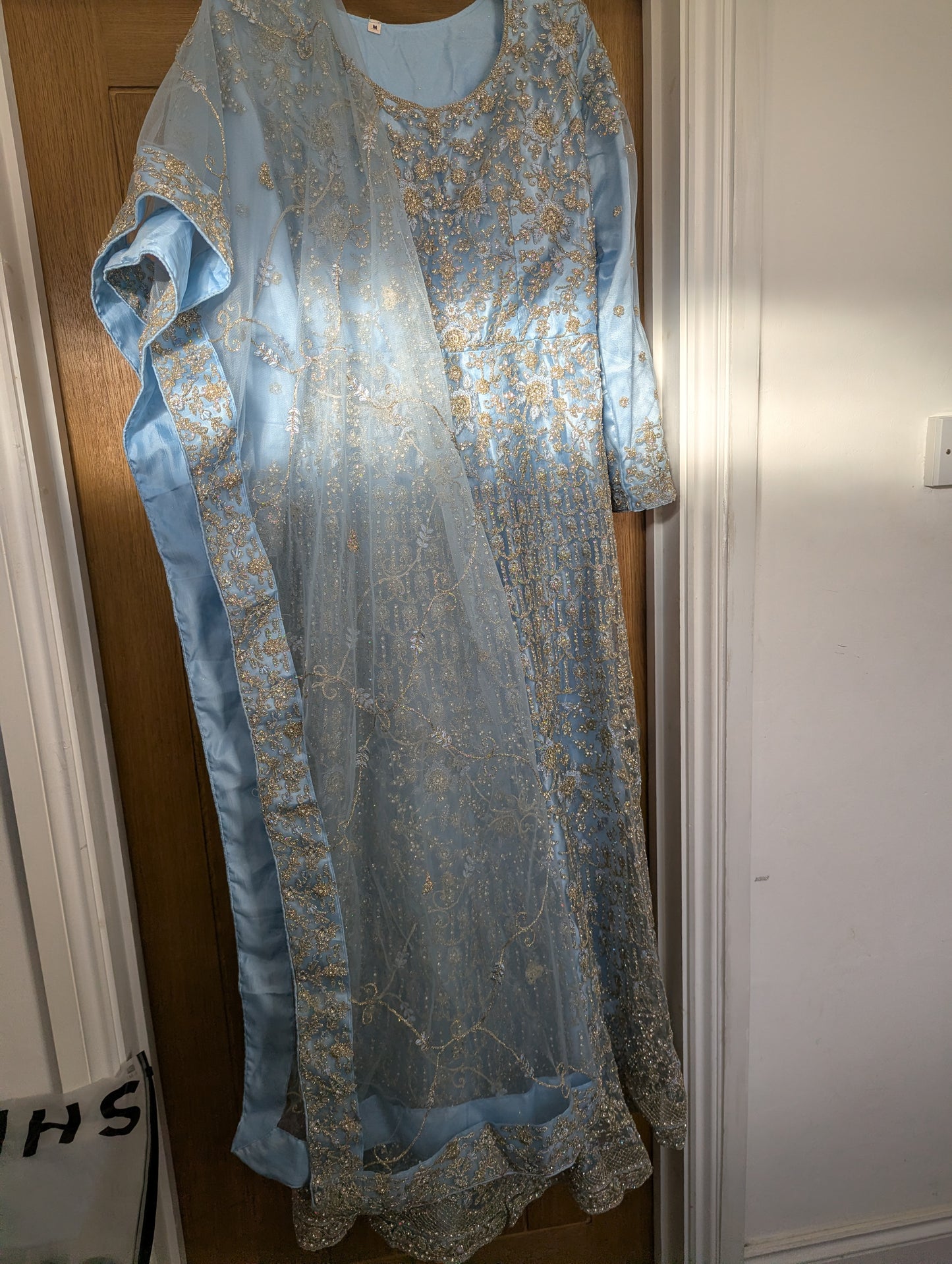 Light Blue Asian Wedding / Walima Dress - With Glitter