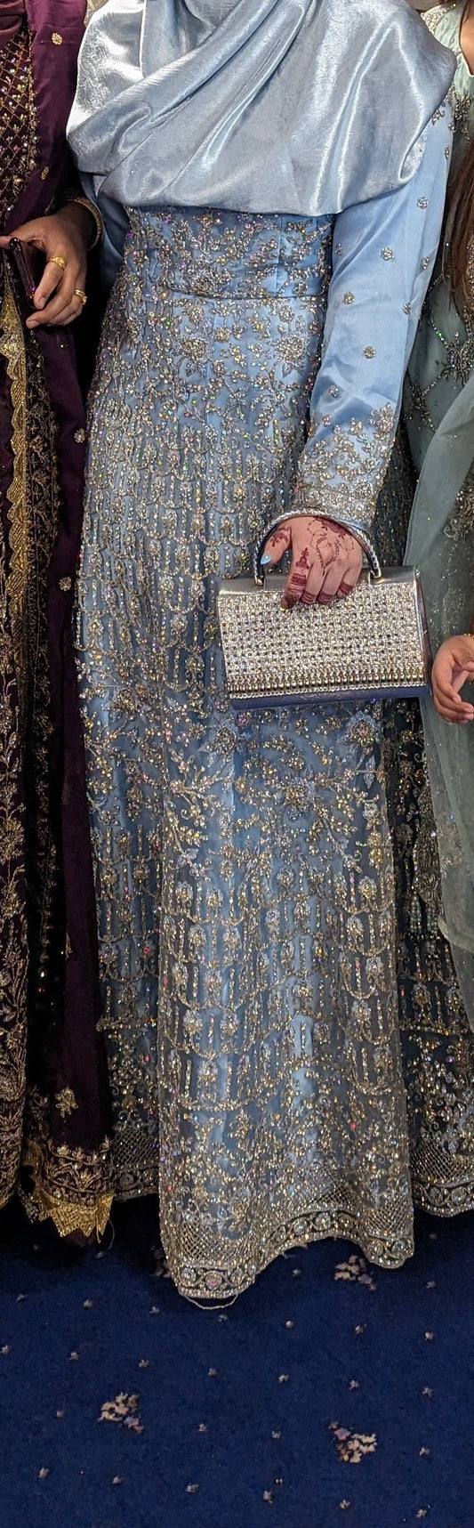 Light Blue Asian Wedding / Walima Dress - With Glitter