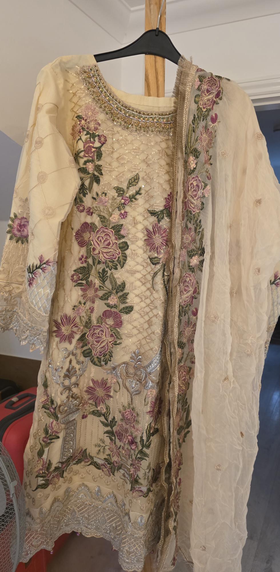 Cream Shalwar Suit