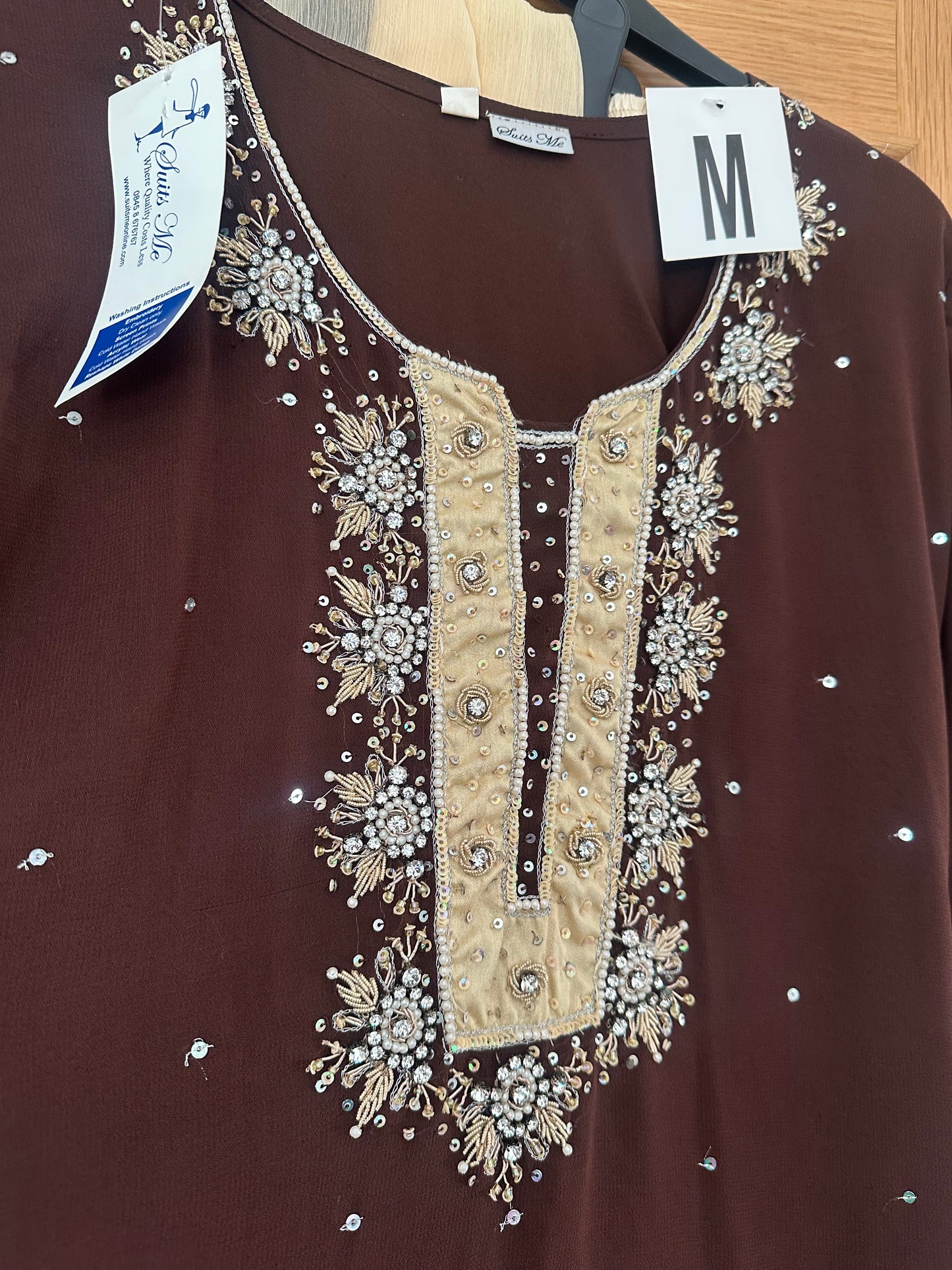 Brown and cream brown sharara set