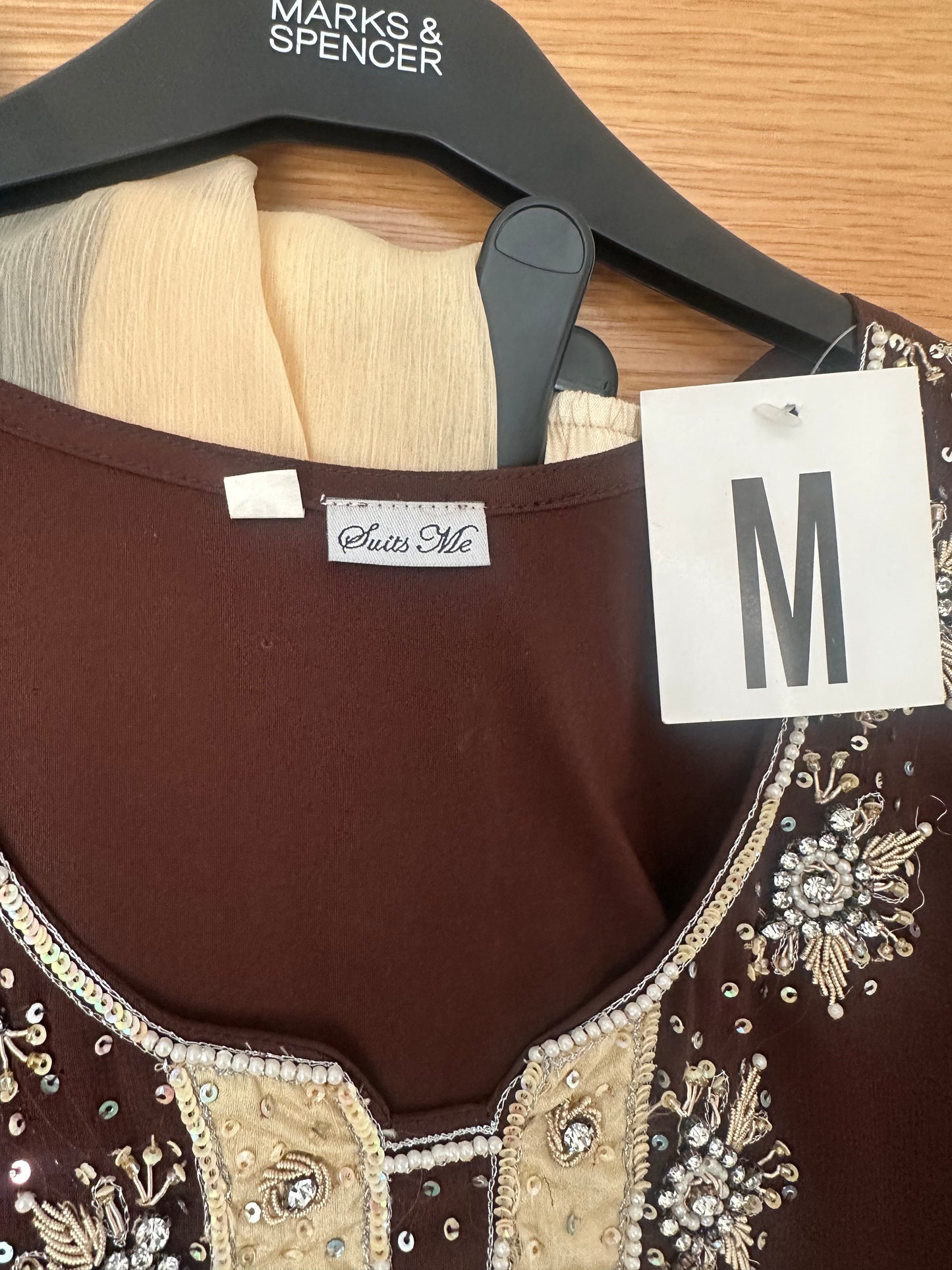 Brown and cream brown sharara set
