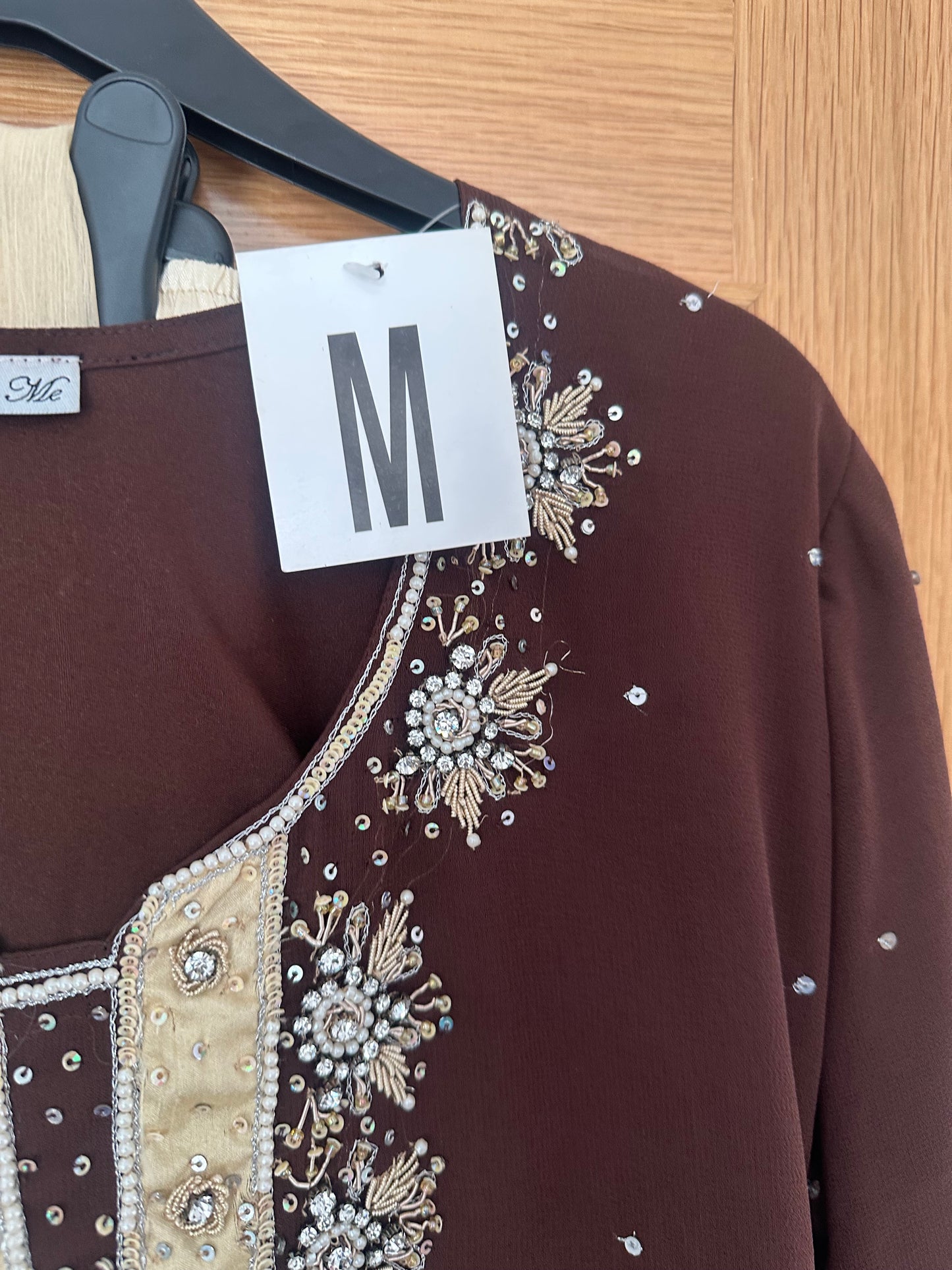 Brown and cream brown sharara set