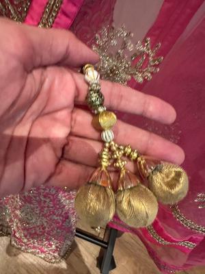 Preloved pink anarkali gold lehenga set