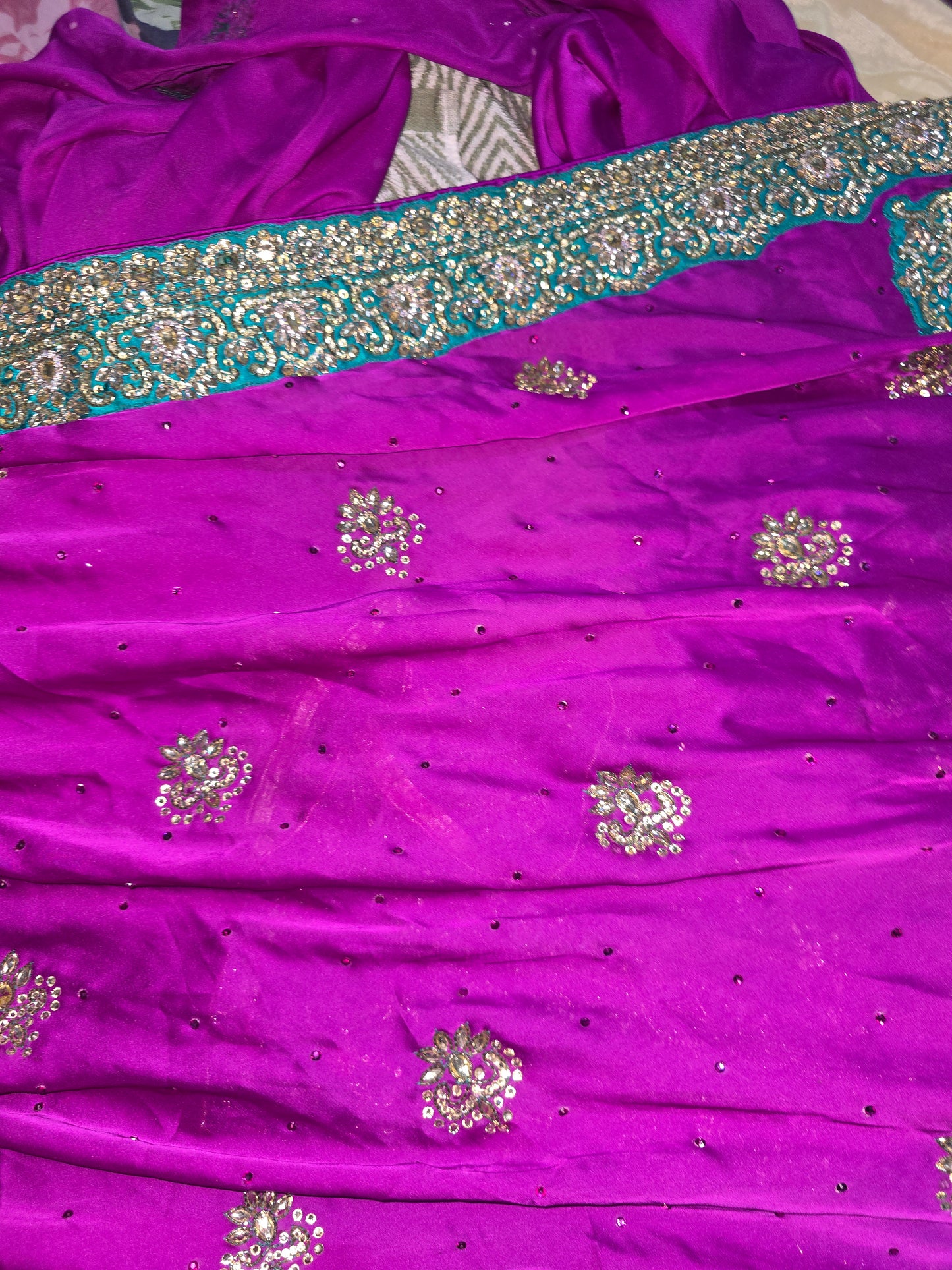 Elegant Purple Embroidered Saree