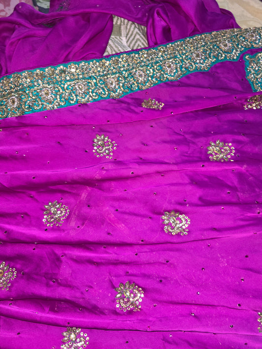 Elegant Purple Embroidered Saree
